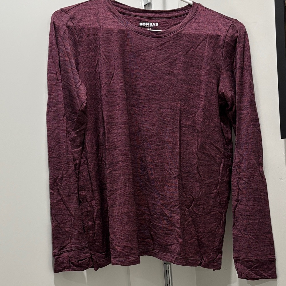 EUC Bombas Women's Merino Wool Blend Crew Neck Long Sleeve T-Shirt